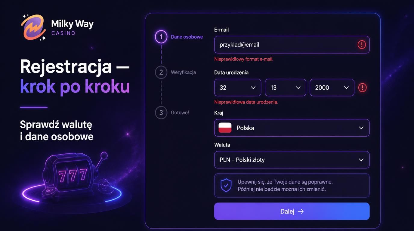 obraz formularza rejestracyjnego kasyna z polskimi polami 